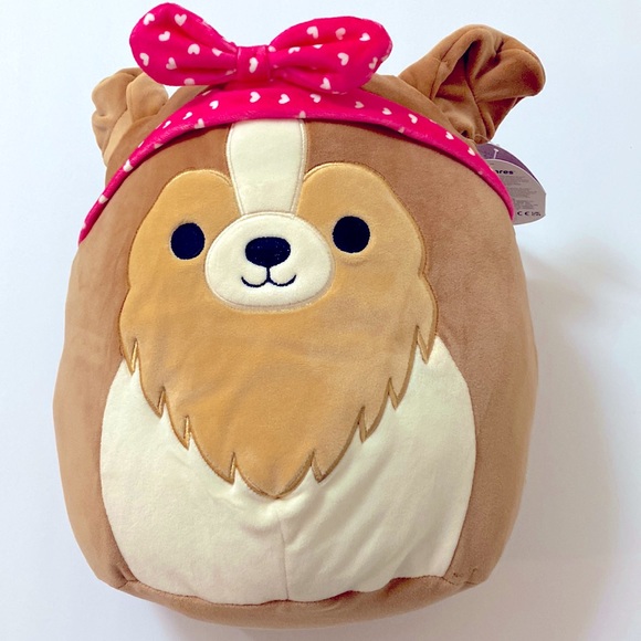NWT Squishmallows 12” Valentines Andres the Sheltie Dog with Heart Bandana. - Picture 1 of 4